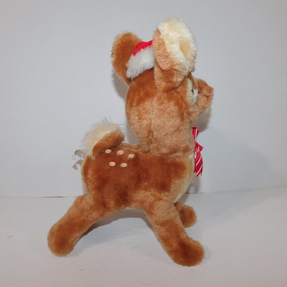 Set 2 VTG 80s Mighty Star Poseable 11" Plush ringing Christmas Reindeer Deer - Picture 4 of 9